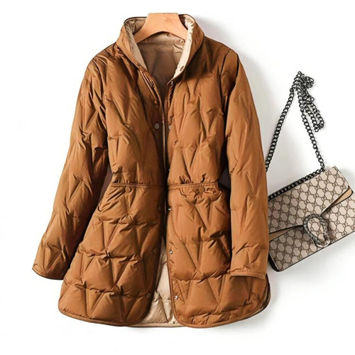 Amarae | Padded Coat - High Collar - Button Closure - Adjustable Waist - With Pockets