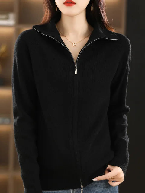 Amarae | Zip-Up Sweatshirt - Soft Knit - High Collar - Comfortable and Stylish