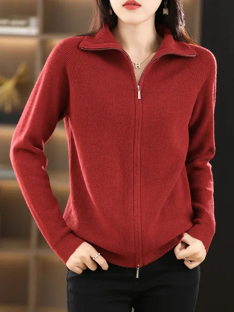 Amarae | Zip-Up Sweatshirt - Soft Knit - High Collar - Comfortable and Stylish
