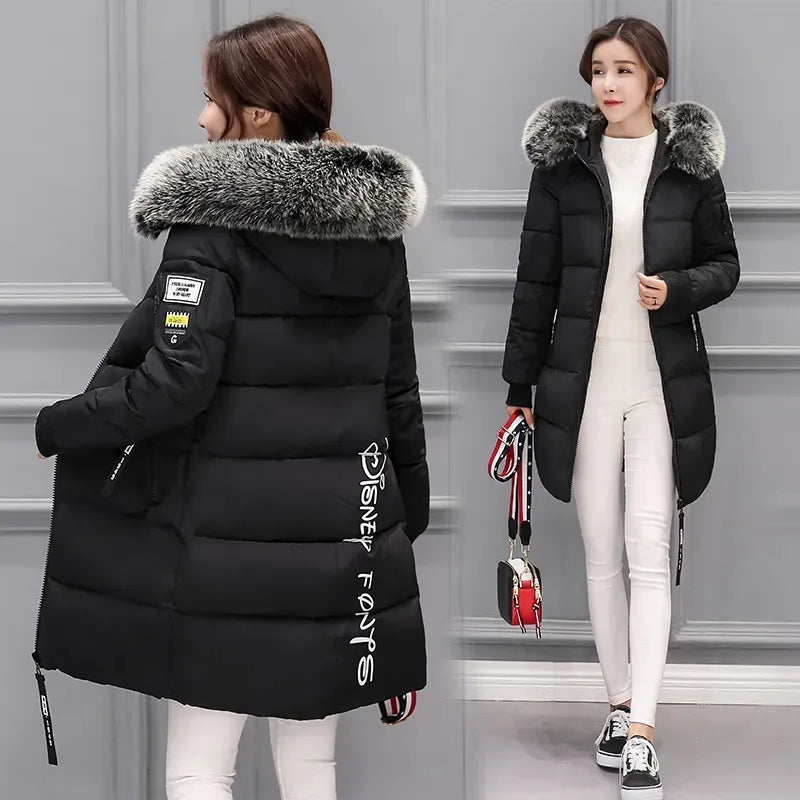 Amarae | Women's Quilted Jacket with Large Fur Collar and Hood