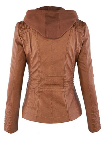 Amarae | Hooded leather jacket for women - Ripped profile