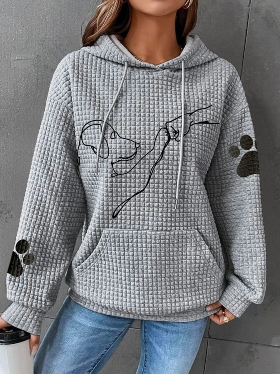 Amarae | Hoodie Dog Print for Women - Long Sleeve