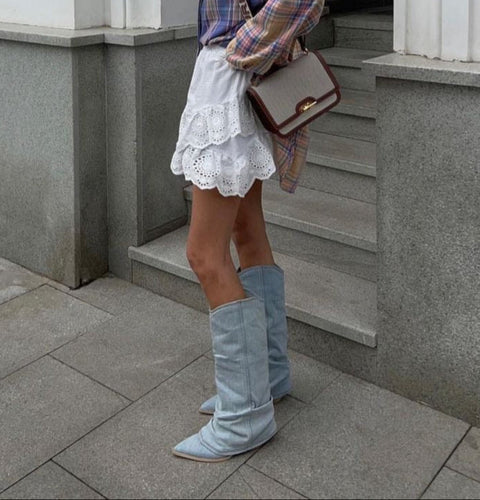 Amarae | Denim knee-high boots