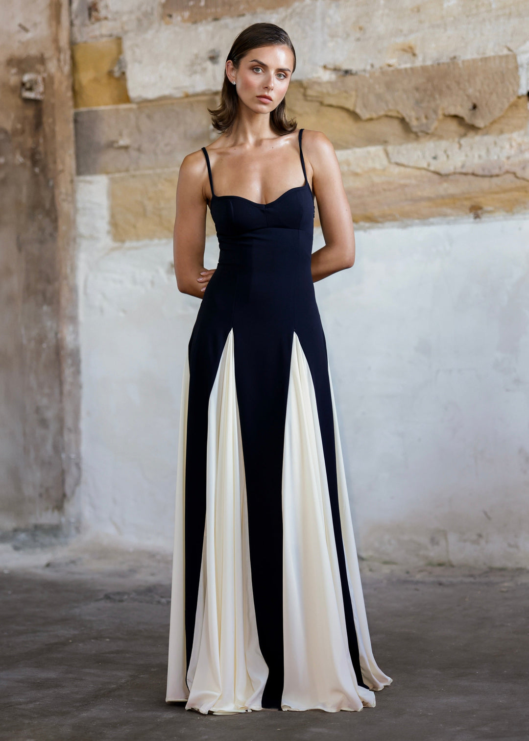 Lune London | Spaghetti Strap Color Block Swing Maxi Dress