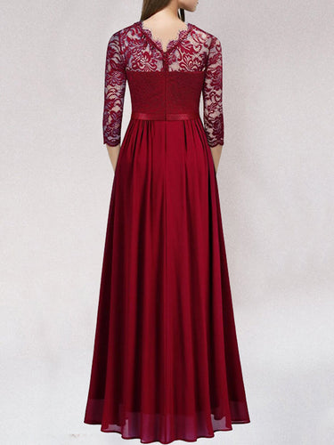 Amarae | Long Elegant Bridesmaid Dress Made Of Flowing Lace