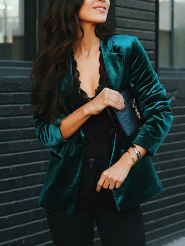 Lune London | Velvet Blazer with Lapel Collar Elegant Fashionable Women's Jacket
