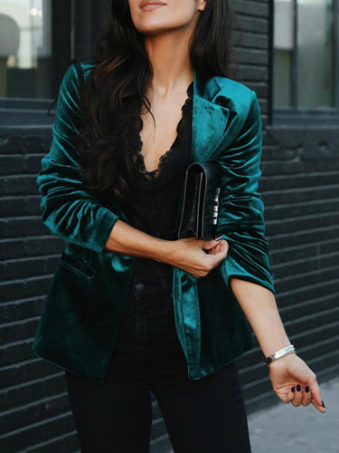 Amarae | Satin Blazer with Lapel Collar Elegant Trendy Women's Jacket