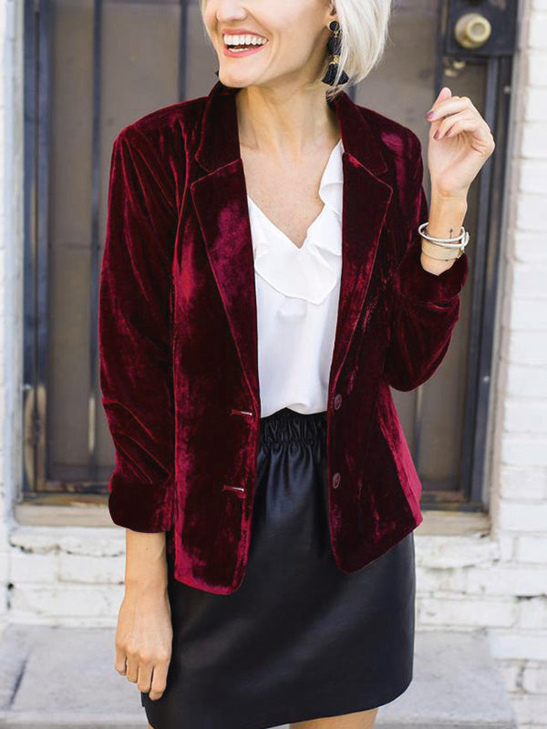 Lune London | Velvet Blazer with Lapel Collar Elegant Fashionable Women's Jacket