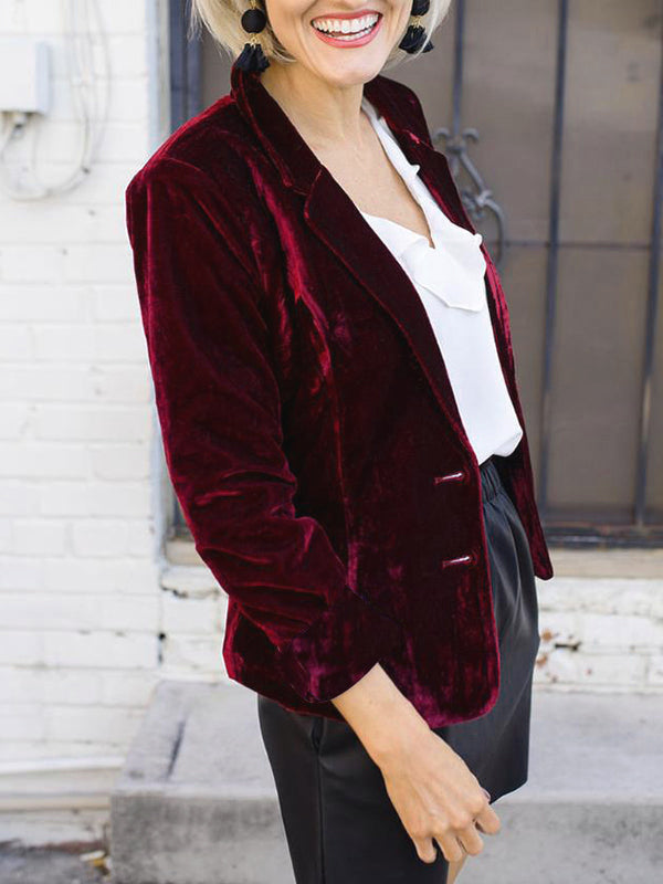 Lune London | Velvet Blazer with Lapel Collar Elegant Fashionable Women's Jacket