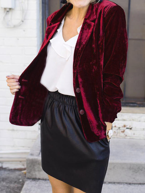 Lune London | Velvet Blazer with Lapel Collar Elegant Fashionable Women's Jacket