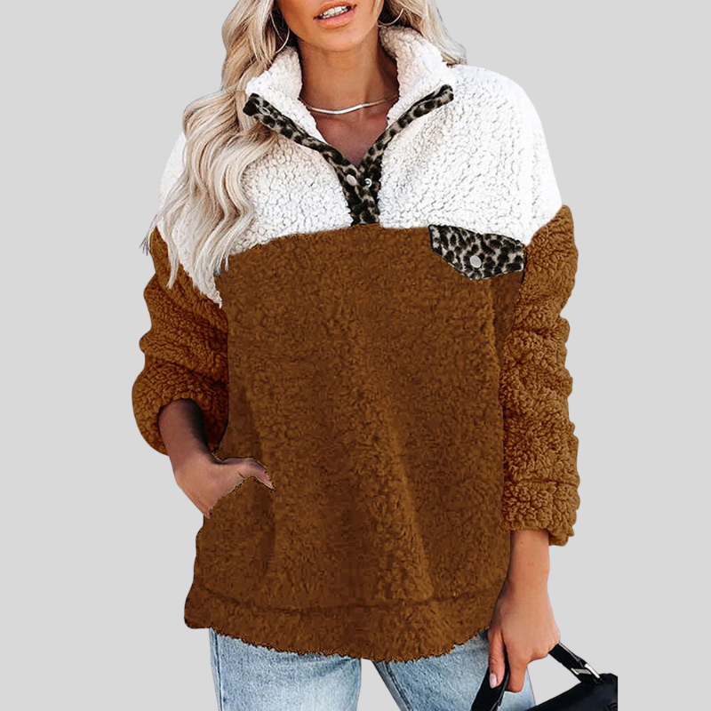 Amarae | Sherpa Pullover - Soft Fleece - Quarter Zip - Stand Collar - Loose Fit