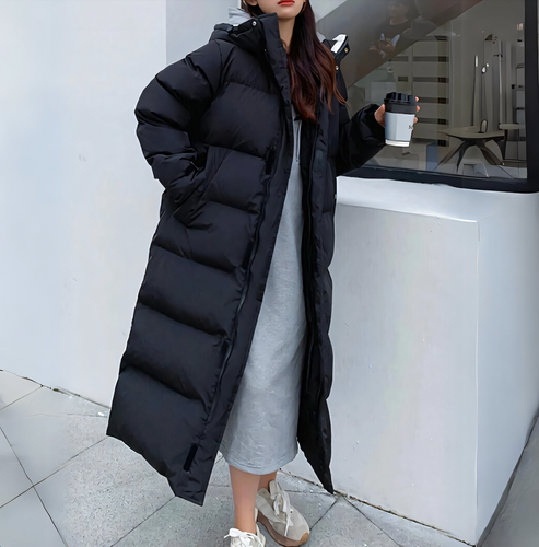 Amarae | Long down windbreaker jacket - Beige - Perfect for winter