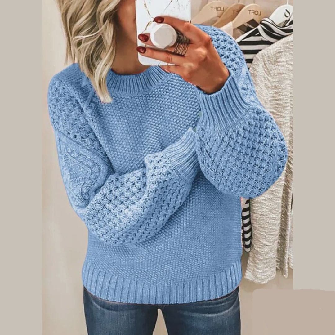 Lune London | Knit Sweater - Gentle Knit - Loose Fit - Balloon Sleeves and Round Neck