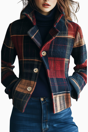 Amarae | Jacket for women, tailored fit, checked pattern - Autumn/Winter