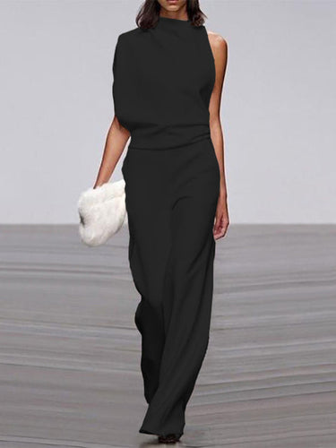 Amarae | Women's Jumpsuit with Round Neckline Sleeveless and Wide Leg