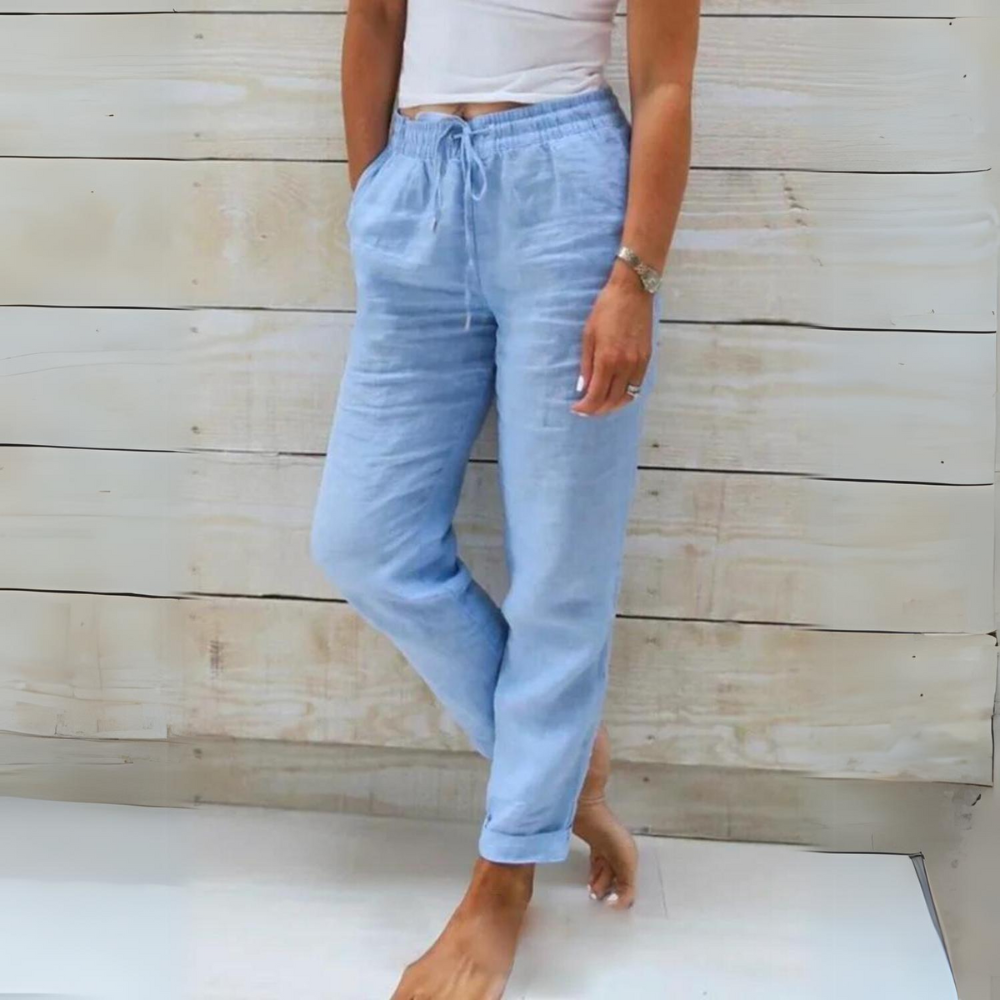 Lune London | Women's cotton and linen pants with elastic waistband