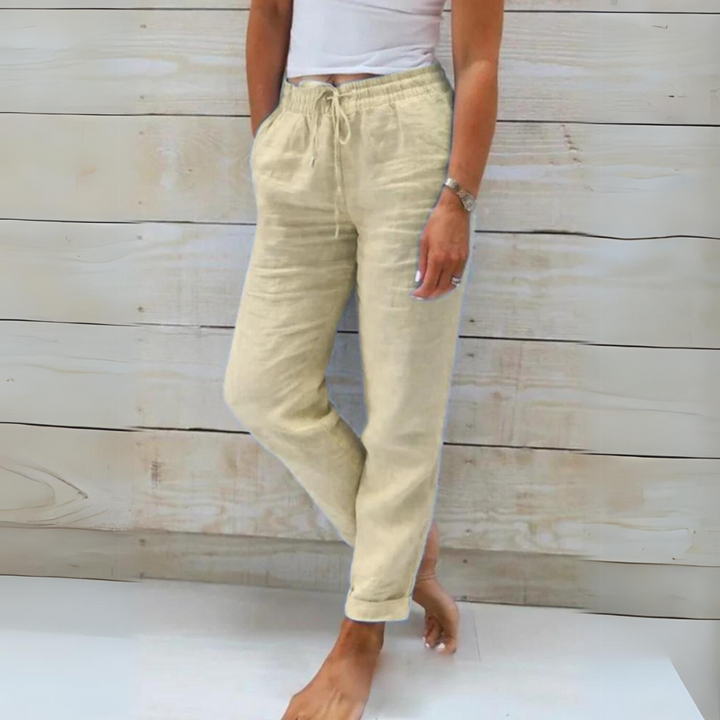 Lune London | Women's cotton and linen pants with elastic waistband