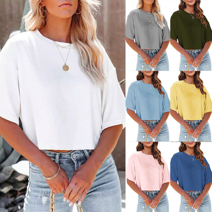 Lune London | Casual, Solid, Short T-Shirt with Round Neck for Women