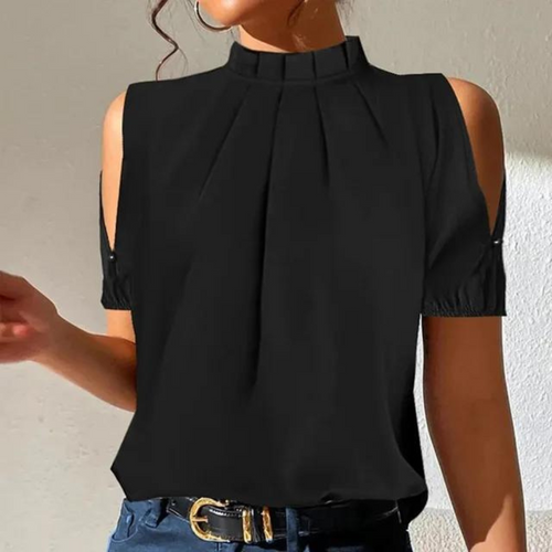Amarae | Black Pleated Top with Split Sleeves