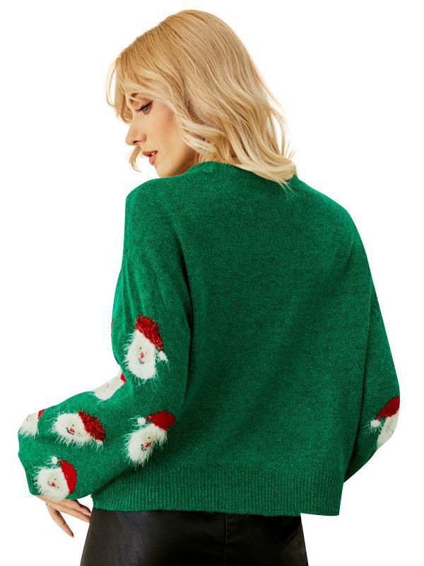 Lune London | Women - Knitted crew neck sweater with Santa Claus pattern