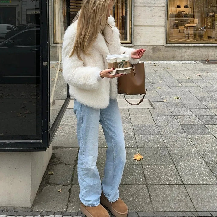 Lune London | Vintage - Women's winter jacket with faux fur and turned-down collar