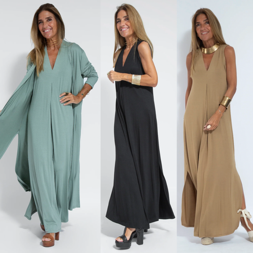Amarae | Set with Long, Slimming Dress and Vest