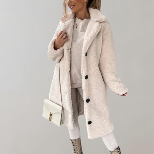 Amarae | Long Teddy coat for women - White - Warm and fashionable
