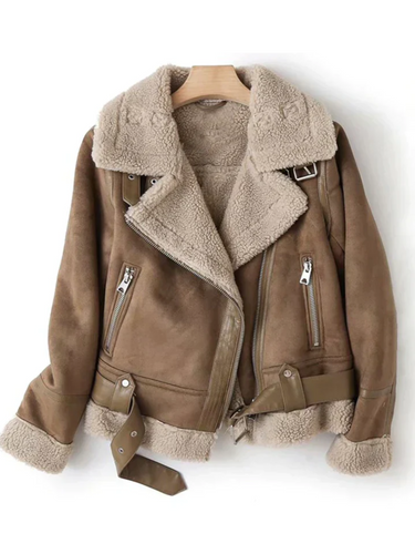 Amarae | Leather jacket for women - Sherpa lining