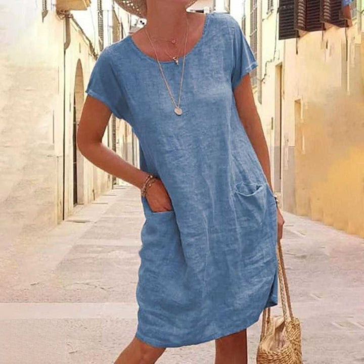 Lune London | Édith Casual Linen Dress with Short Sleeves for Women