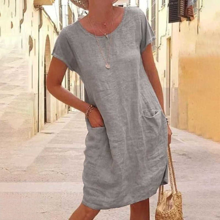 Lune London | Édith Casual Linen Dress with Short Sleeves for Women