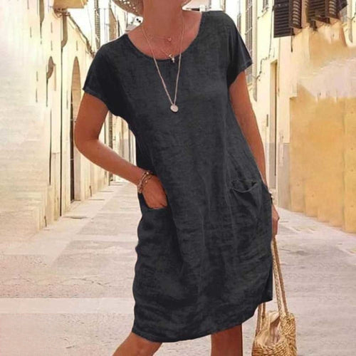 Amarae | Édith Casual Linen Dress with Short Sleeves for Women