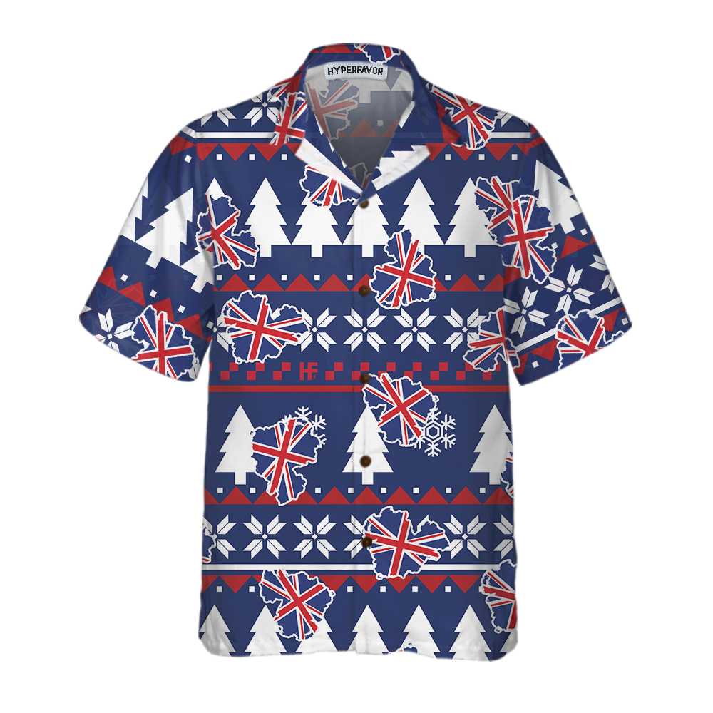 Lune London | London Ugly Hawaiian Christmas Shirt, Christmas Shirt with England Flag for Men