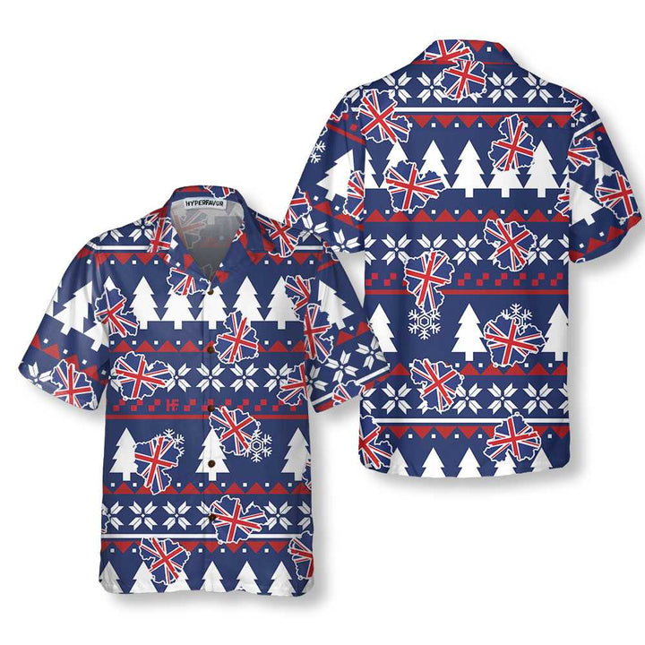 Lune London | London Ugly Hawaiian Christmas Shirt, Christmas Shirt with England Flag for Men