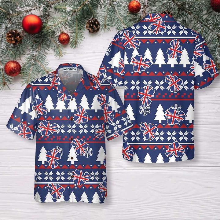 Lune London | London Ugly Hawaiian Christmas Shirt, Christmas Shirt with England Flag for Men