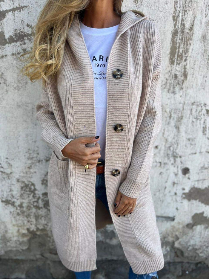 Lune London | Longer Cardigan for Women, Knit, Hood - Casual Fit