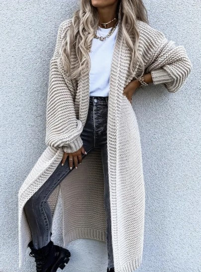 Lune London | Longer Cardigan - Open Design Ribbed Sleeves Seasonal Versatility