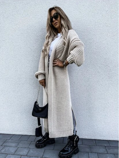 Lune London | Longer Cardigan - Open Design Ribbed Sleeves Seasonal Versatility