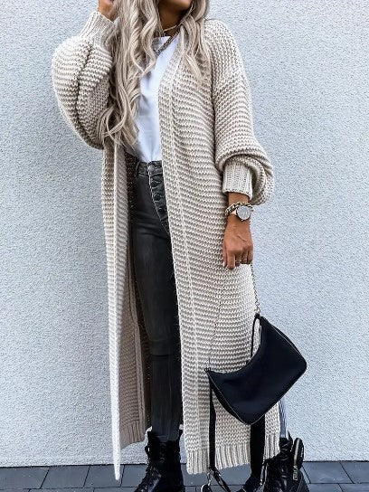 Lune London | Longer Cardigan - Open Design Ribbed Sleeves Seasonal Versatility