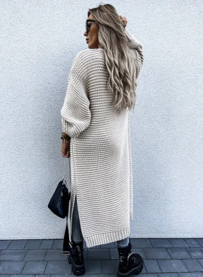 Lune London | Longer Cardigan - Open Design Ribbed Sleeves Seasonal Versatility