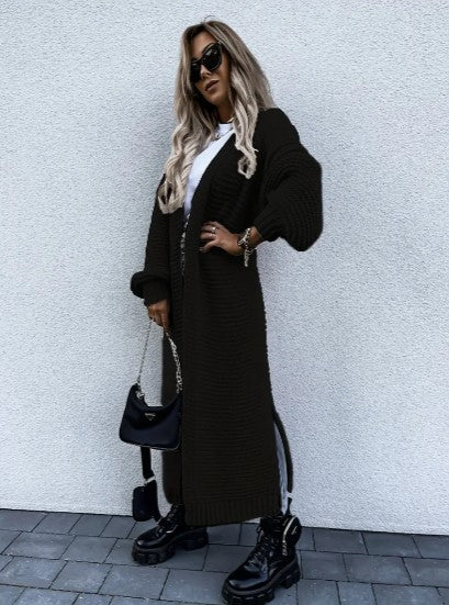 Lune London | Longer Cardigan - Open Design Ribbed Sleeves Seasonal Versatility