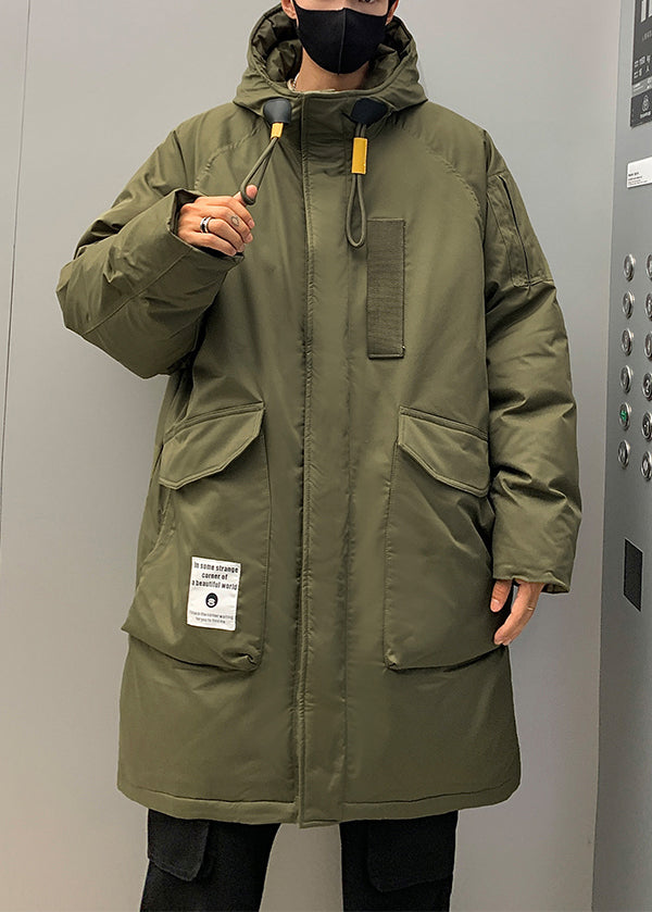 Lune London | Army green hooded jacket with zipper Duck down pocket Winter coats for men
