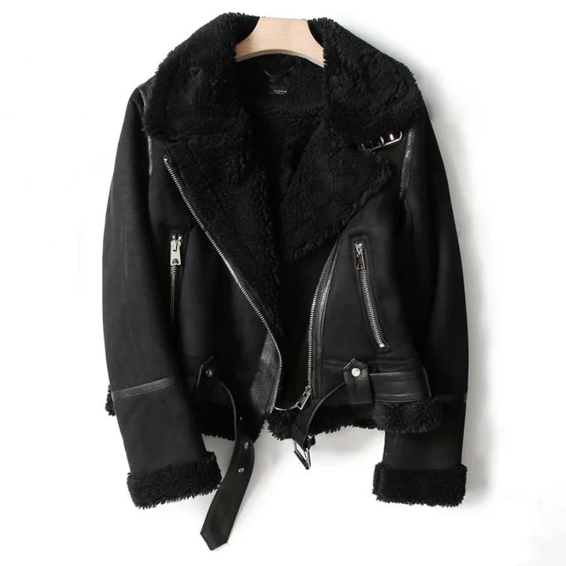 Lune London | Leather jacket with Sherpa lining