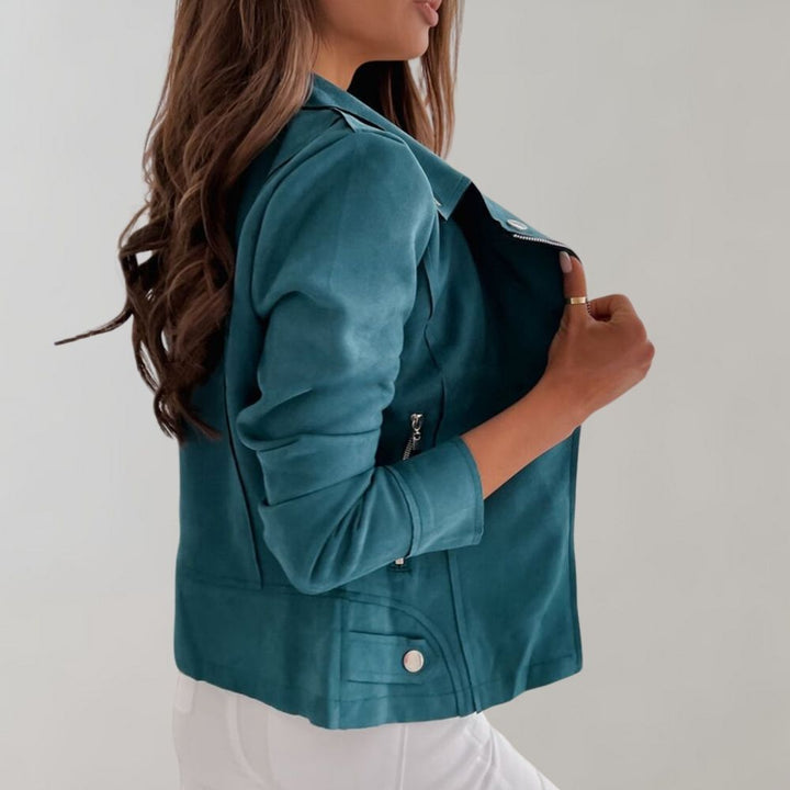 Lune London | Suede Biker Jacket with Zipper for Women