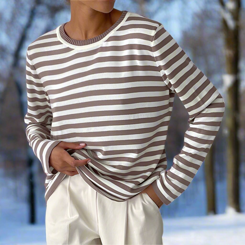 Lune London | Long Sleeve T-Shirt - Striped - Crew Neck - Relaxed Fit