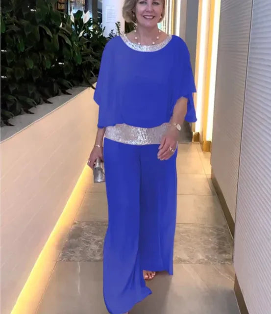 Lune London | Elegant evening set: Sparkling top and palazzo pants
