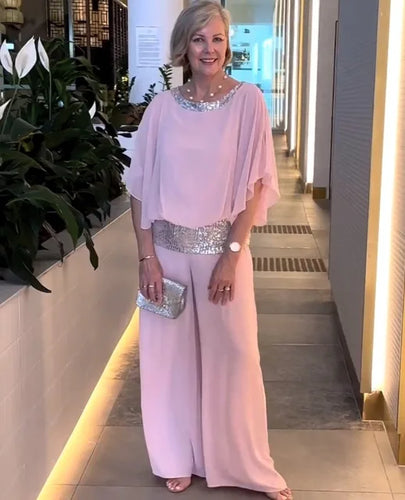 Amarae | Elegant evening set: Sparkling top and palazzo pants