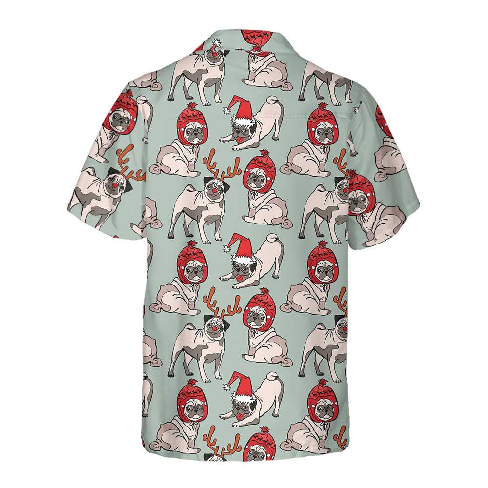 Lune London | Merry Christmas Pug Dog Hawaiian Shirt, Funny Christmas Shirt, Christmas Gift for Dog Lovers
