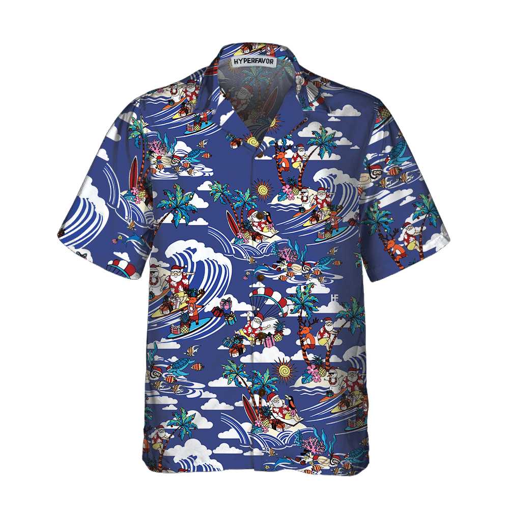 Lune London | Merry Christmas Hawaiian shirt with tropical prints, Unique Christmas shirt, Best Christmas gift idea