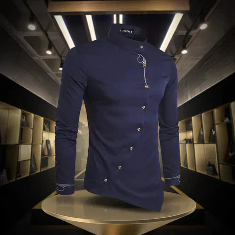 Amarae | Asymmetric Button Long Sleeve Shirt for Men