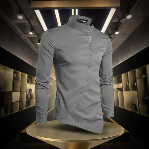 Amarae | Asymmetrical Button Long Sleeve Shirt for Men
